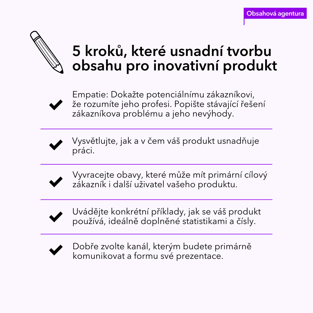 Infografika: 5 kroků, které usnadní tvorbu obsahu pro inovativní produ