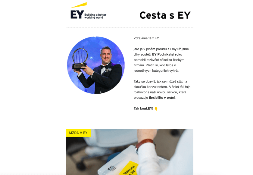 Ukázka newsletteru od EY